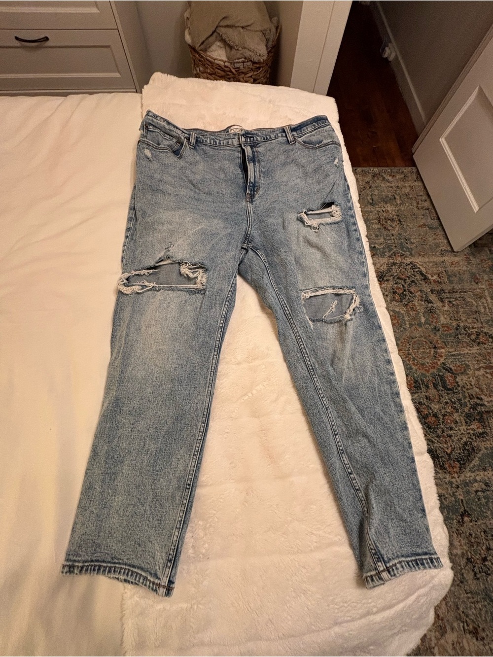 Abercrombie & Fitch Light Blue Ripped Straight Jeans